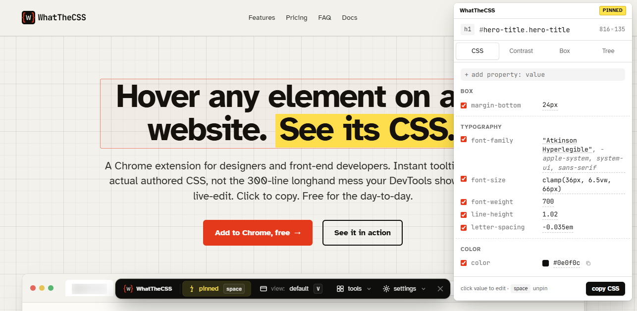 WhatTheCSS - Chrome Extension for CSS Inspection